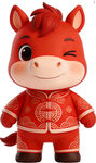 红衣小马玩偶喜庆又可爱