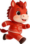 奔跑的红衣卡通小马形象