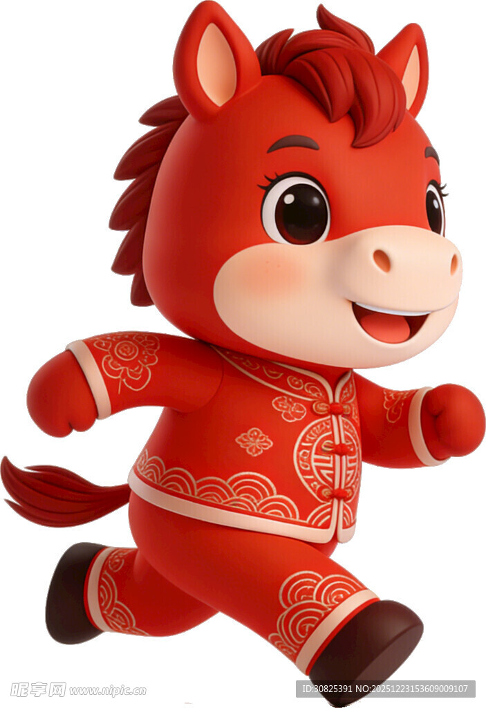 奔跑的红衣卡通小马形象