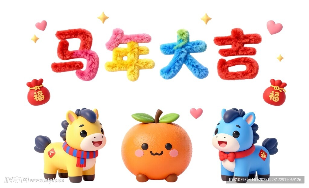 2026马年吉祥卡通形象贺岁图