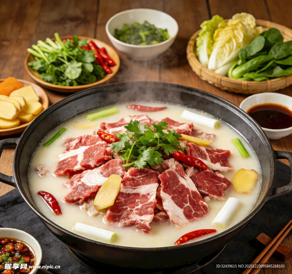 鲜香牛肉火锅诱人食材