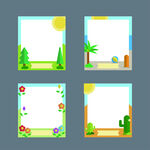 卡通风景边框插画