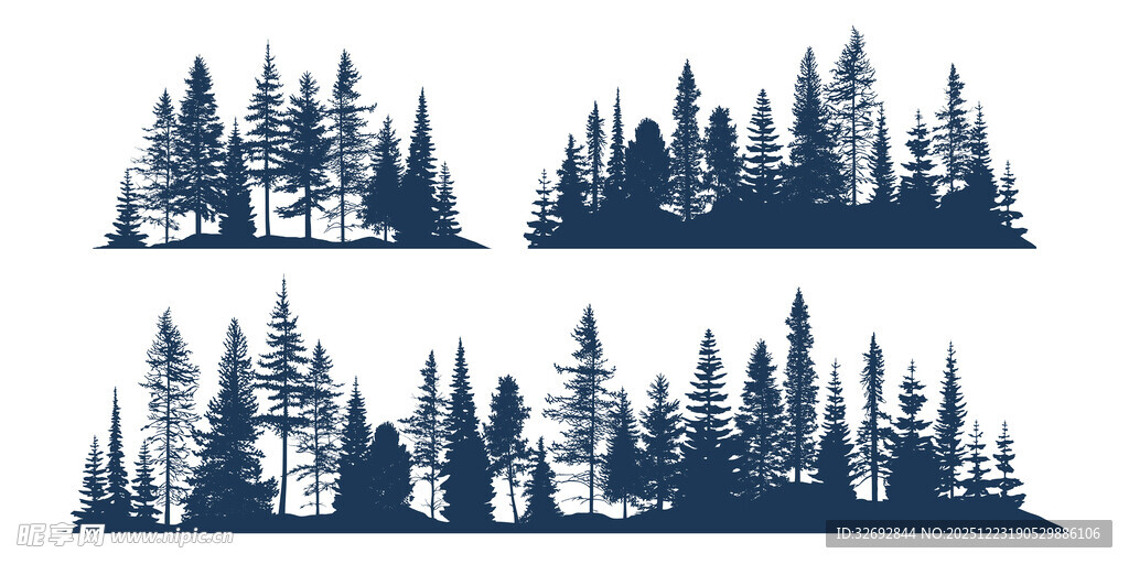 森林树木剪影