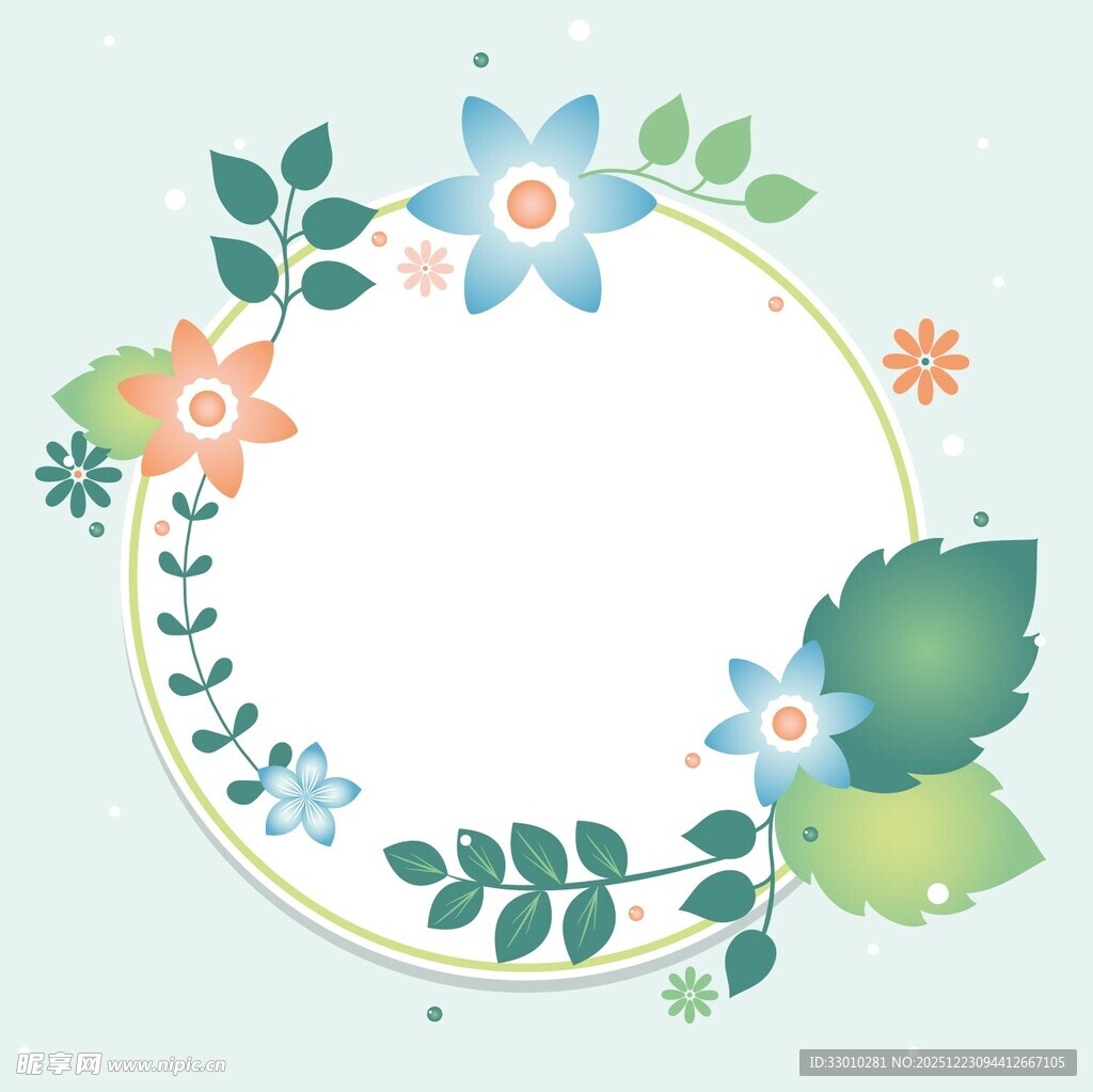 花卉圆环装饰图案