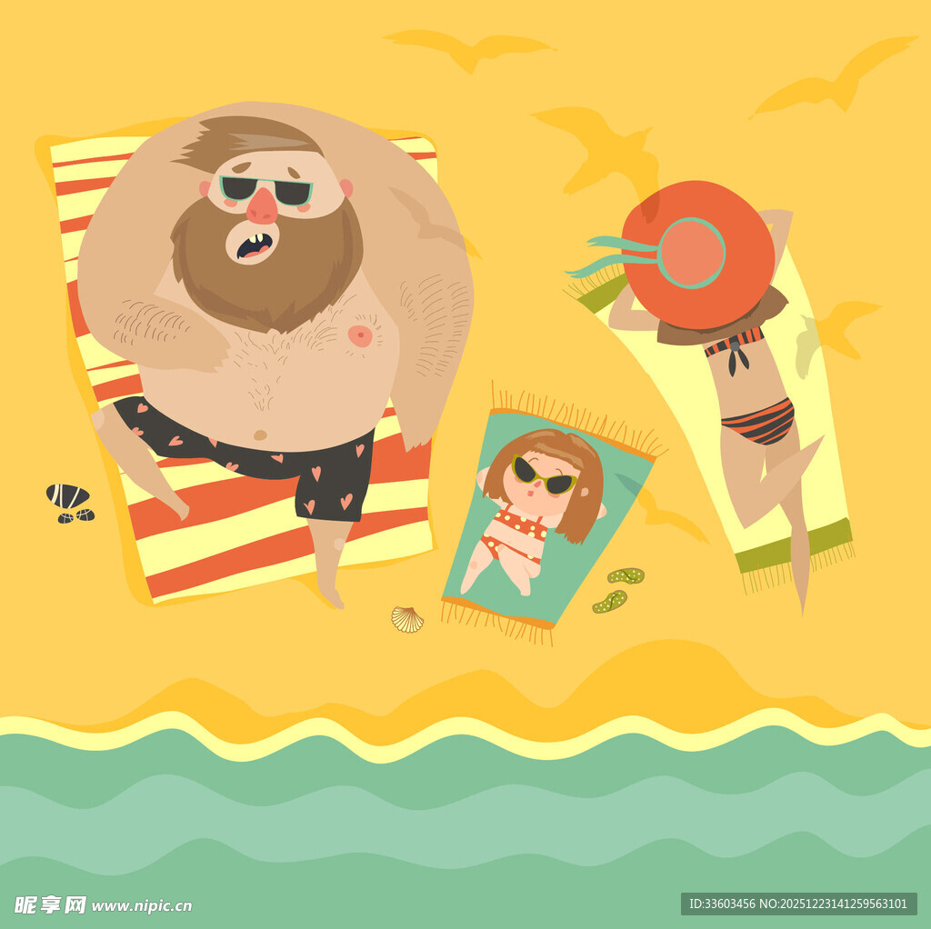 海滩上的欢乐度假时光