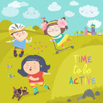 儿童户外欢乐玩耍场景