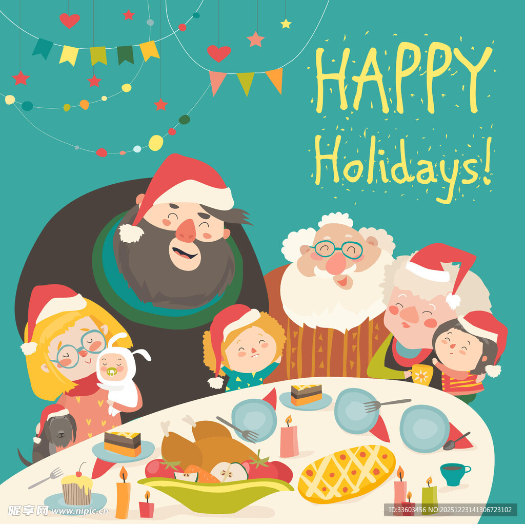 欢乐圣诞家庭聚会场景