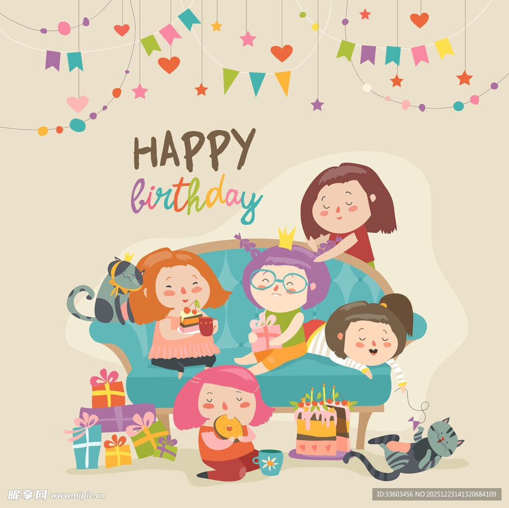 欢乐生日家庭聚会场景
