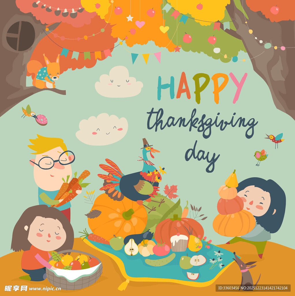 欢乐感恩节家庭聚餐场景