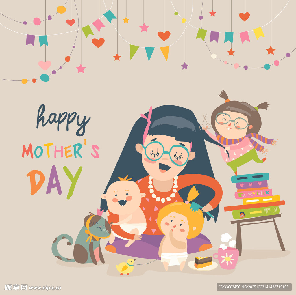 欢乐母亲节家庭温馨场景