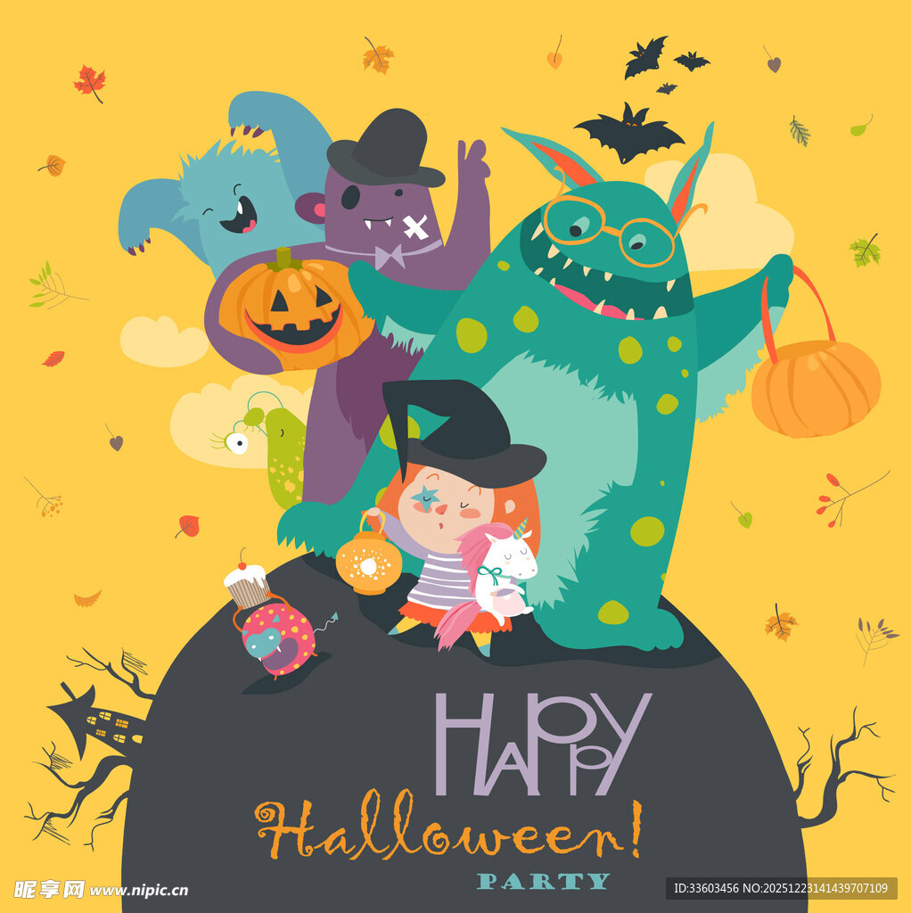 欢乐万圣节卡通插画