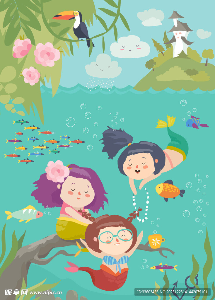 儿童畅游梦幻水下世界