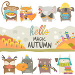 秋季魔法动物插画