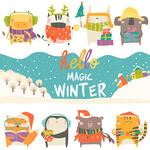 冬季欢乐卡通元素集合