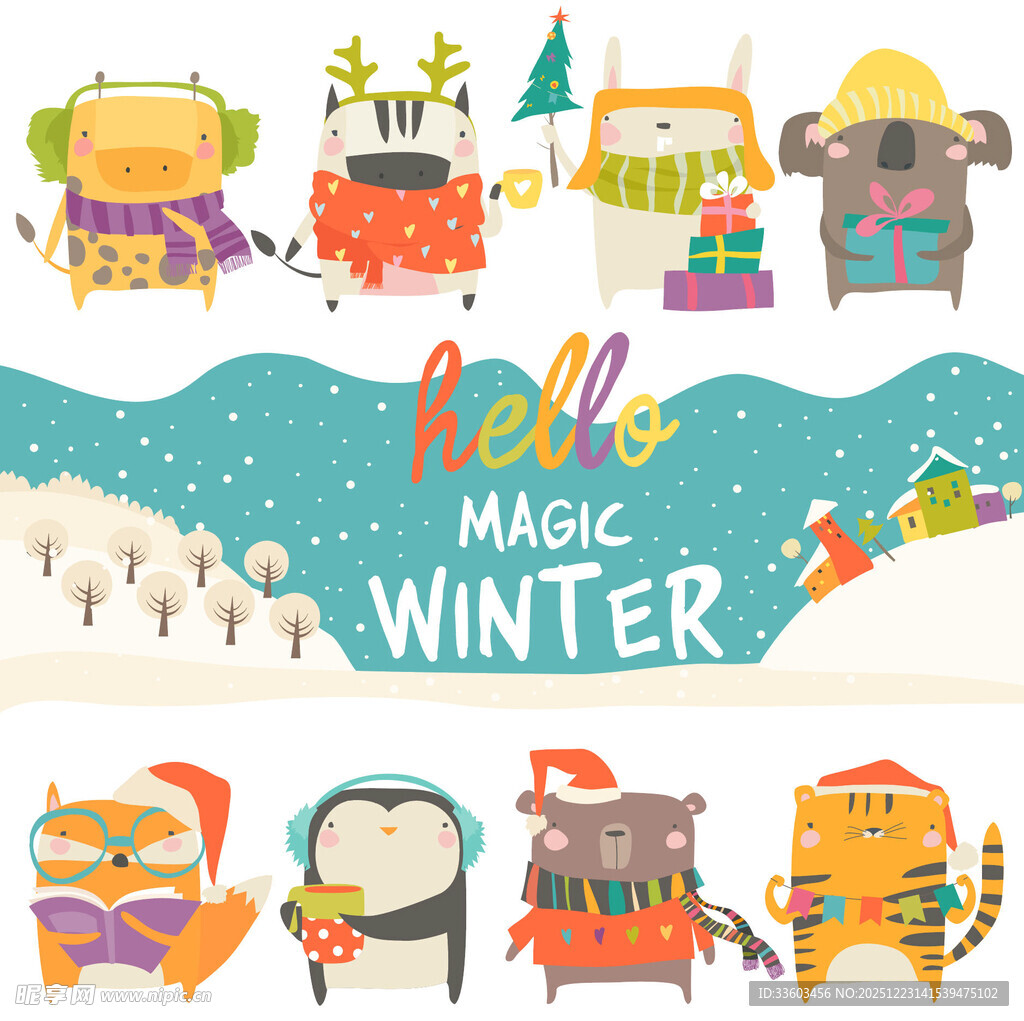冬季欢乐卡通元素集合