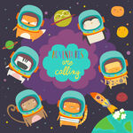 可爱宇航员太空欢乐场景