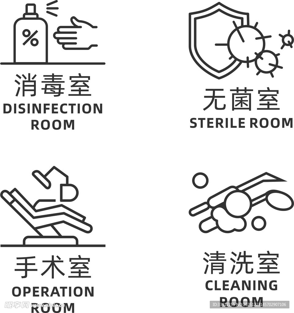 医疗功能室标识图标集