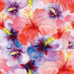 水彩绘多彩木槿花图案