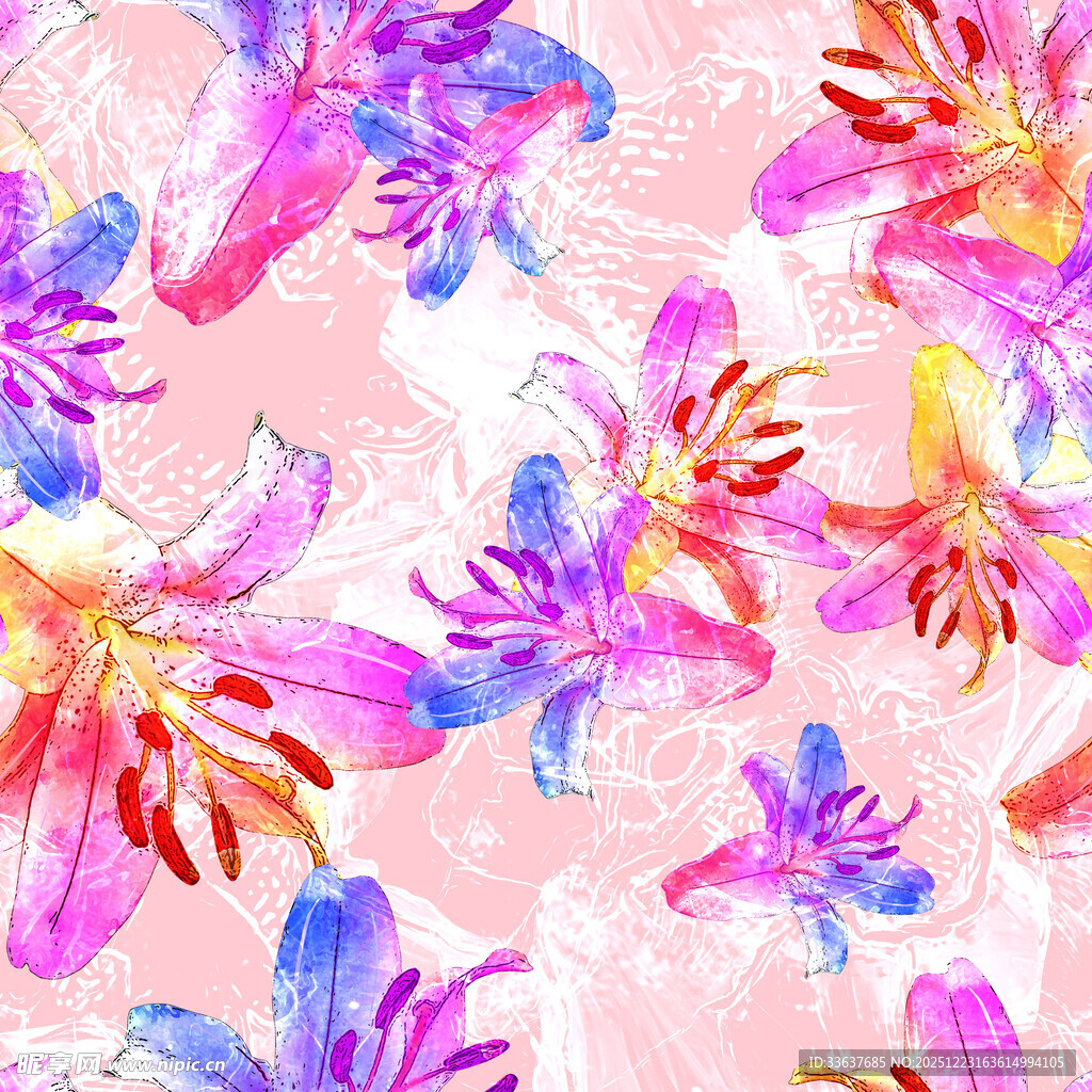 水彩花卉图案  色彩绚丽