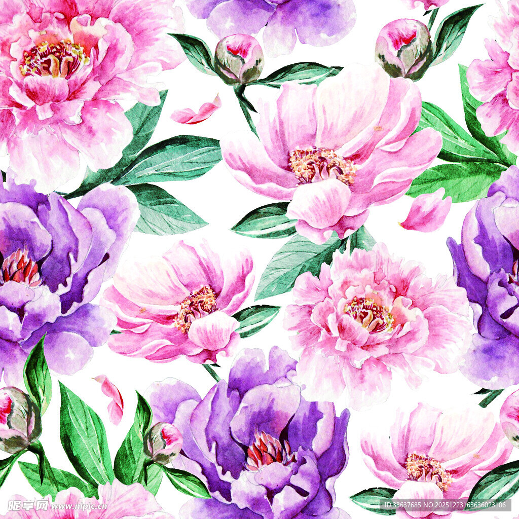 水彩花卉图案  绚丽多彩