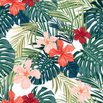 热带花卉绿植图案背景