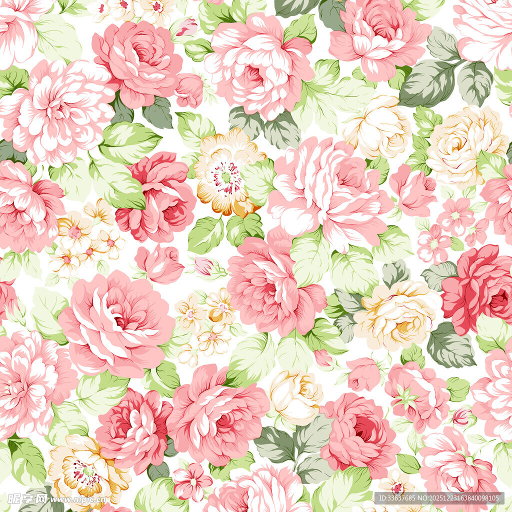 浪漫粉色花卉图案背景