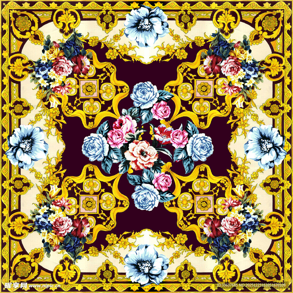 复古花卉图案装饰画