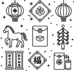 春节元素图标集合