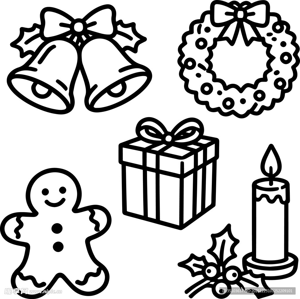 圣诞元素简笔画