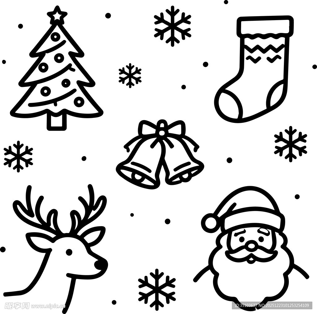 圣诞元素简笔画集合