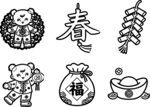 春节元素卡通图案集合