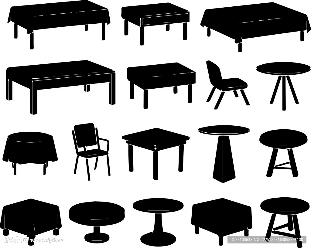 各式家具剪影集合