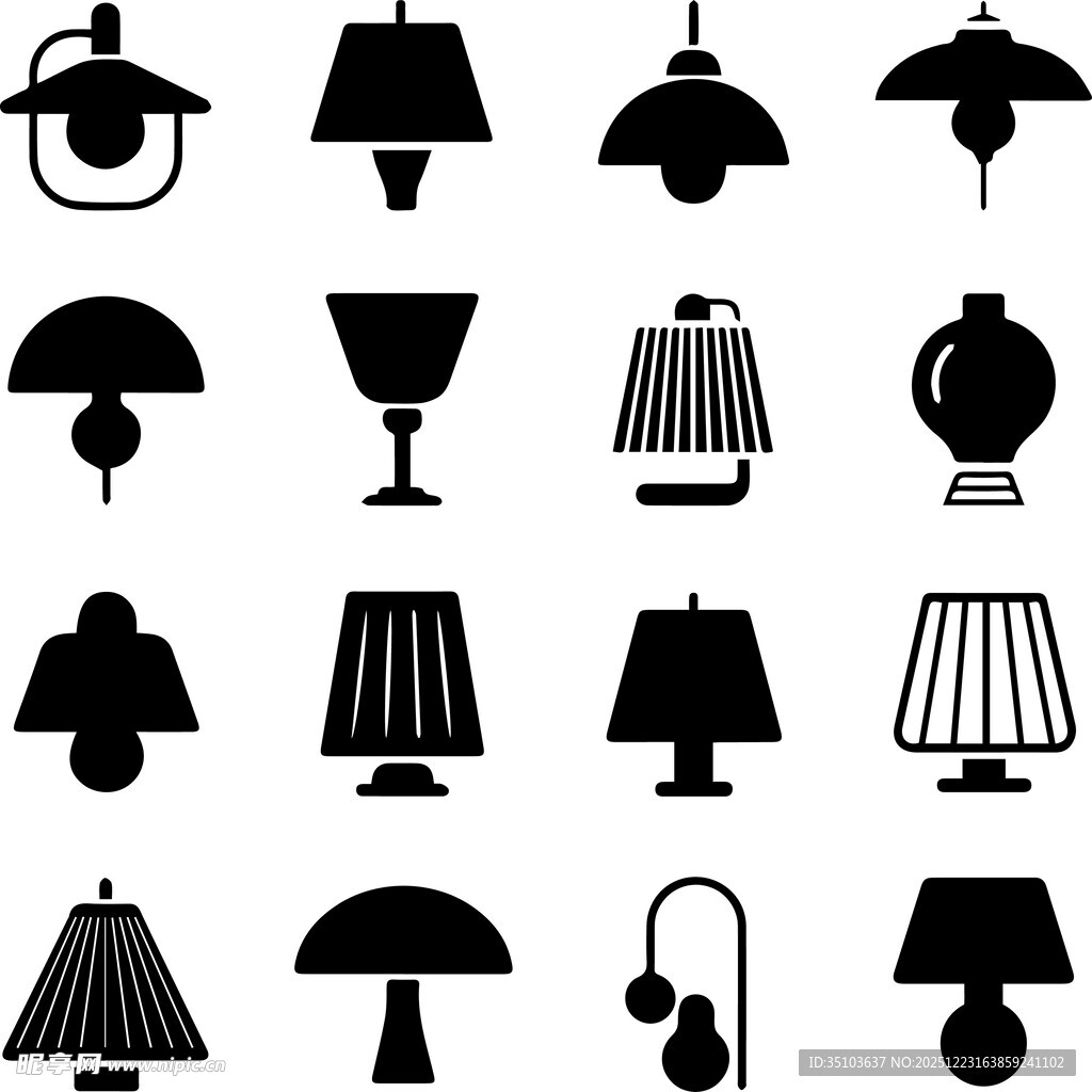 各式台灯图标集合