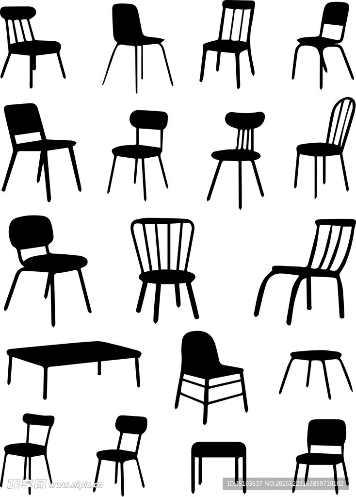 多样椅子剪影集合