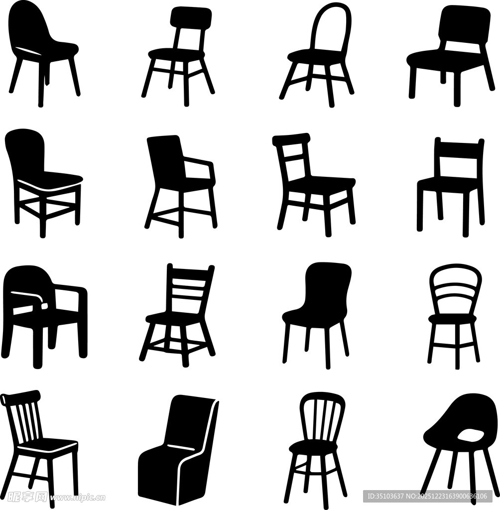 多样椅子剪影集合