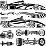 赛车设计元素与部件展示