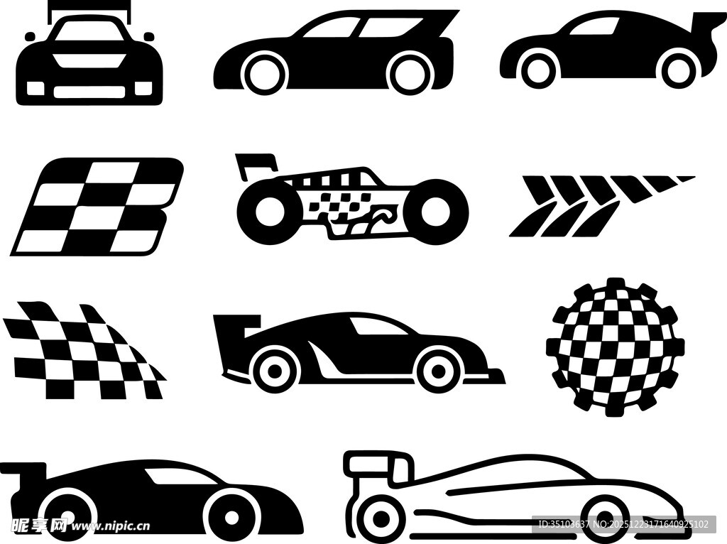 赛车元素图标集合
