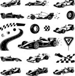 赛车元素矢量图案集合