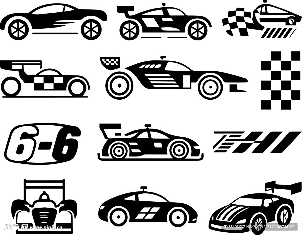 赛车图案设计元素集合