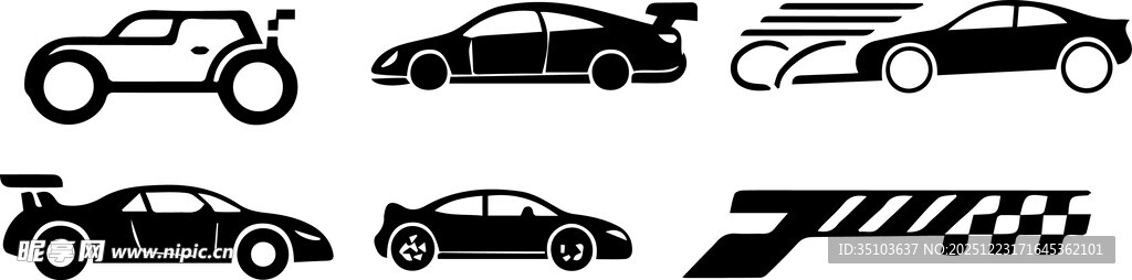 多样赛车剪影图案