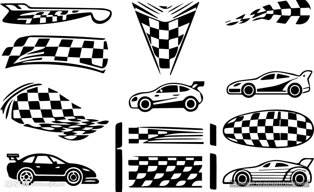 赛车元素图案集合