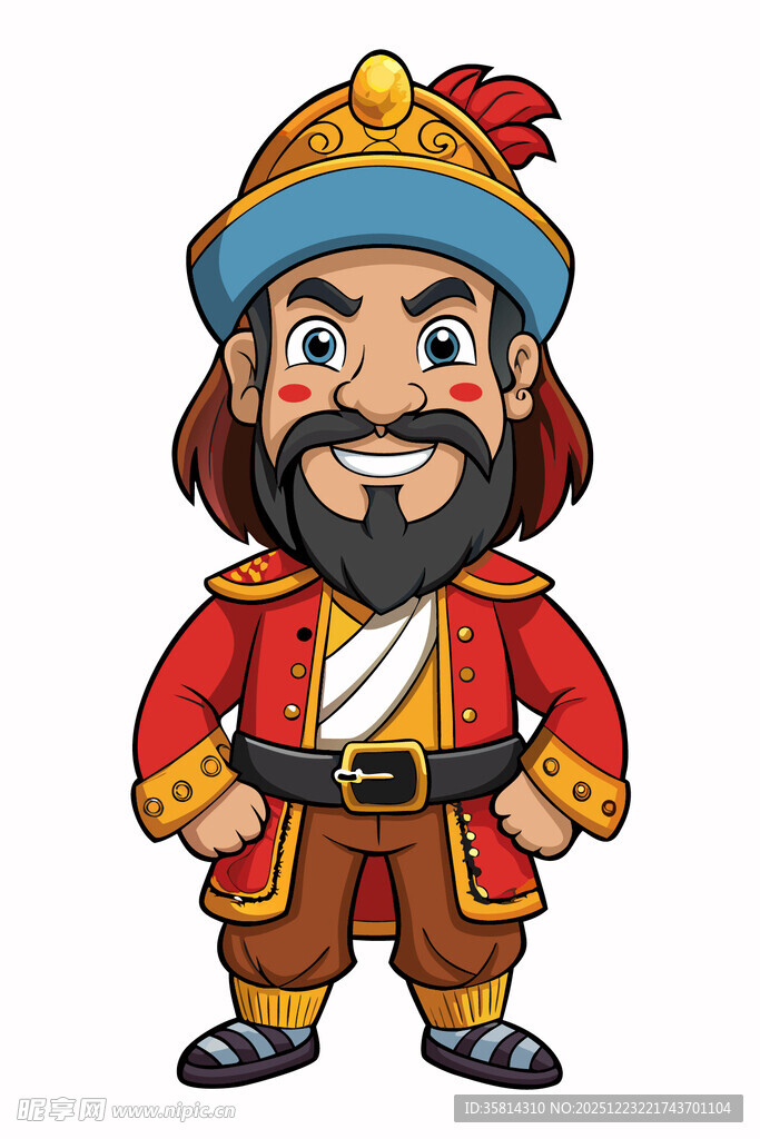 卡通风格的古代武将形象