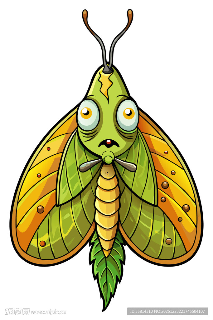 彩色卡通飞蛾插画
