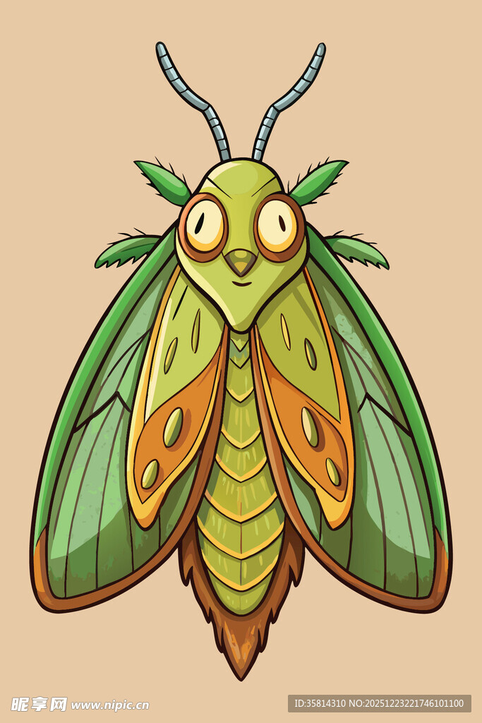 绿色大眼飞虫插画
