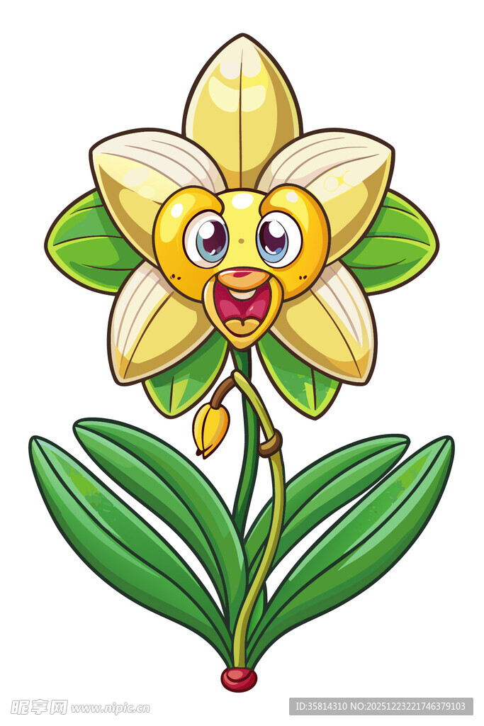 可爱笑脸兰花卡通形象