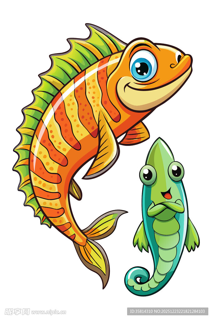 彩色卡通鱼活泼海洋精灵