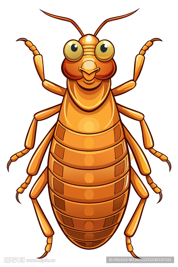 可爱卡通形象的棕色甲虫