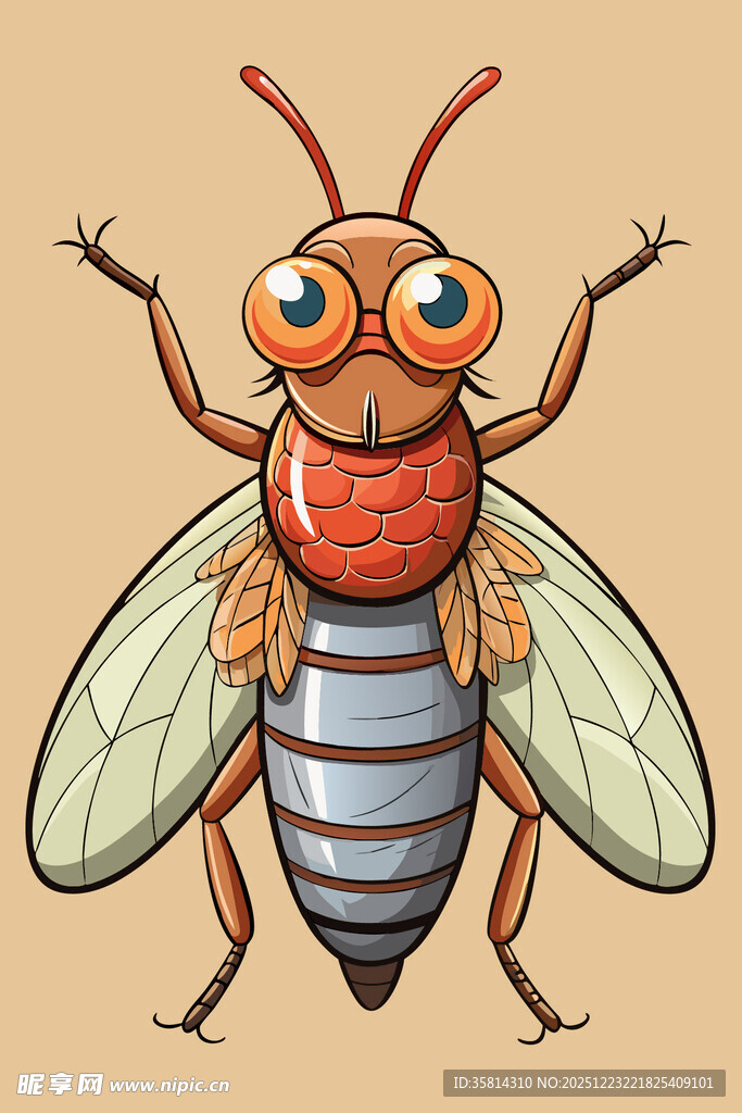 可爱卡通苍蝇形象展示