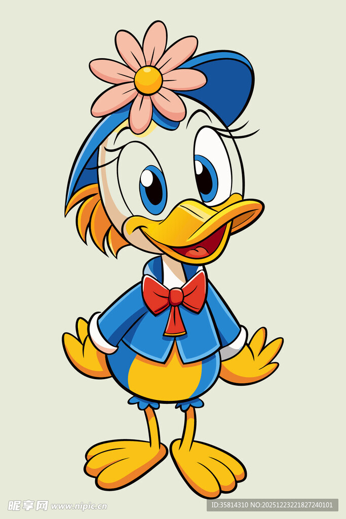 戴花的唐老鸭卡通形象