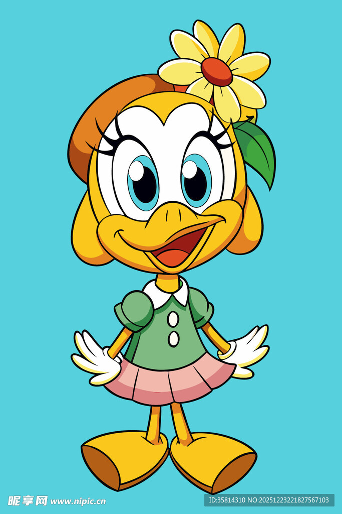 戴花小鸭卡通形象